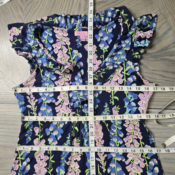 Lilly Pulitzer Clare Dress Bright Navy Fox Wisteria Silk Cotton Blend Size S - Picture 4 of 7